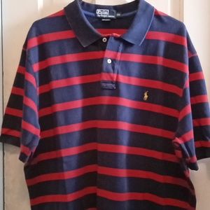 Polo Ralph Lauren gently worn red and navy striped short sleeve shirt 🔥🔥🔥